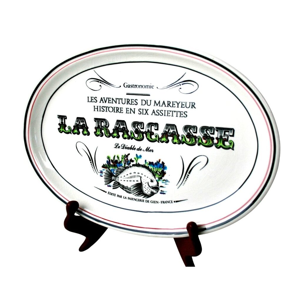 Set Of 6 Gien France "La Rascasse L'Aiglefin Le Thon Le Rouget La Barbue La Sard - Picture 3 of 12